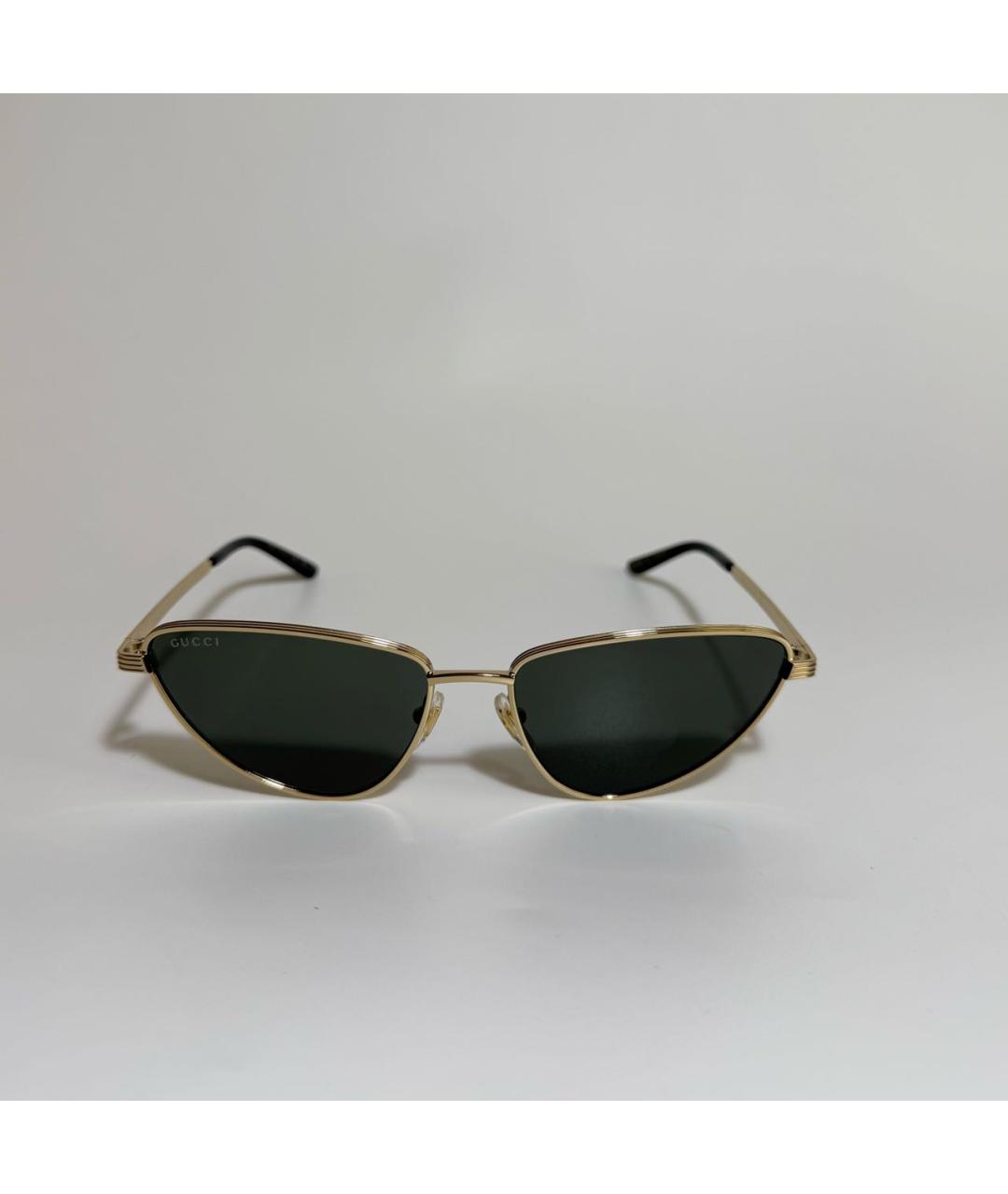 GUCCI Золотые металлические солнцезащитные очки, фото 6