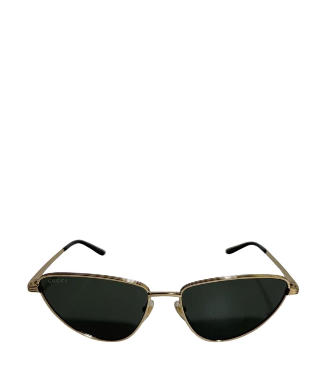 GUCCI Золотые металлические солнцезащитные очки, фото 1