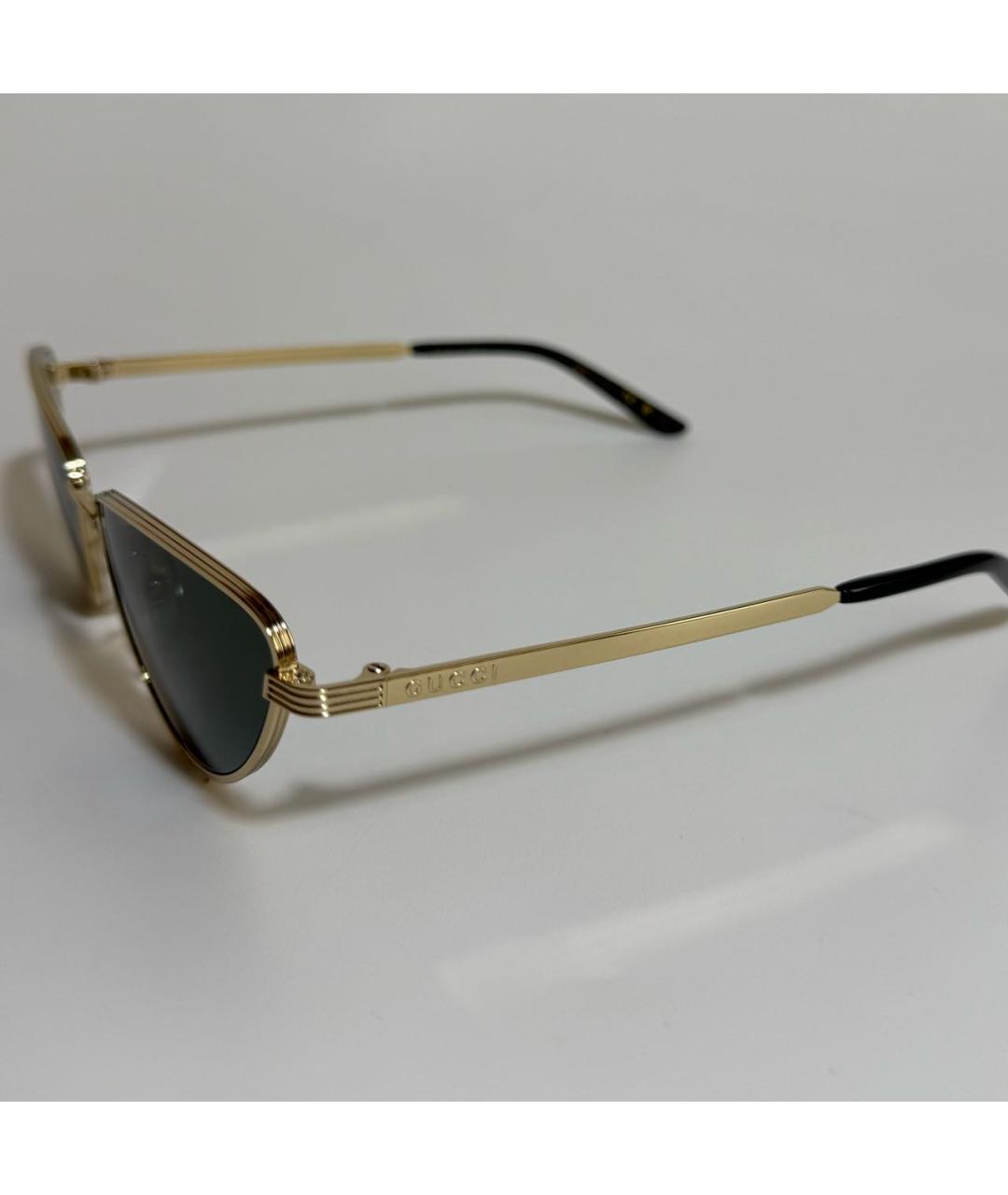 GUCCI Золотые металлические солнцезащитные очки, фото 3