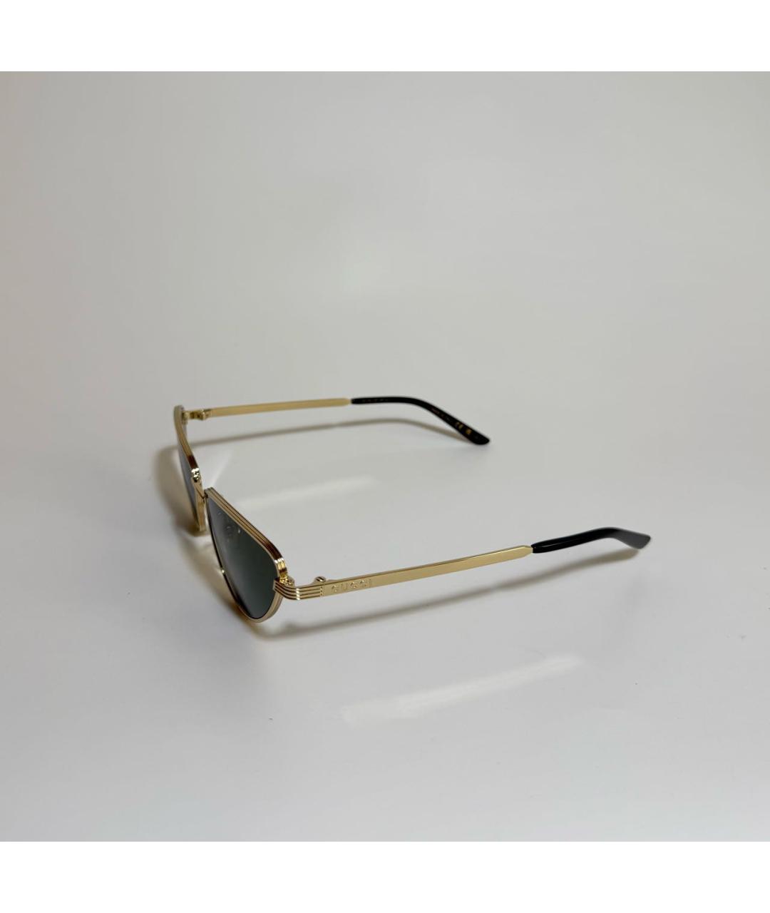 GUCCI Золотые металлические солнцезащитные очки, фото 2