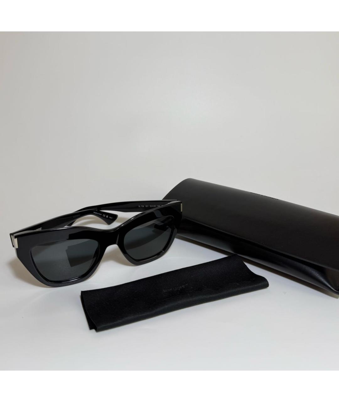 SAINT LAURENT Черные пластиковые солнцезащитные очки, фото 5