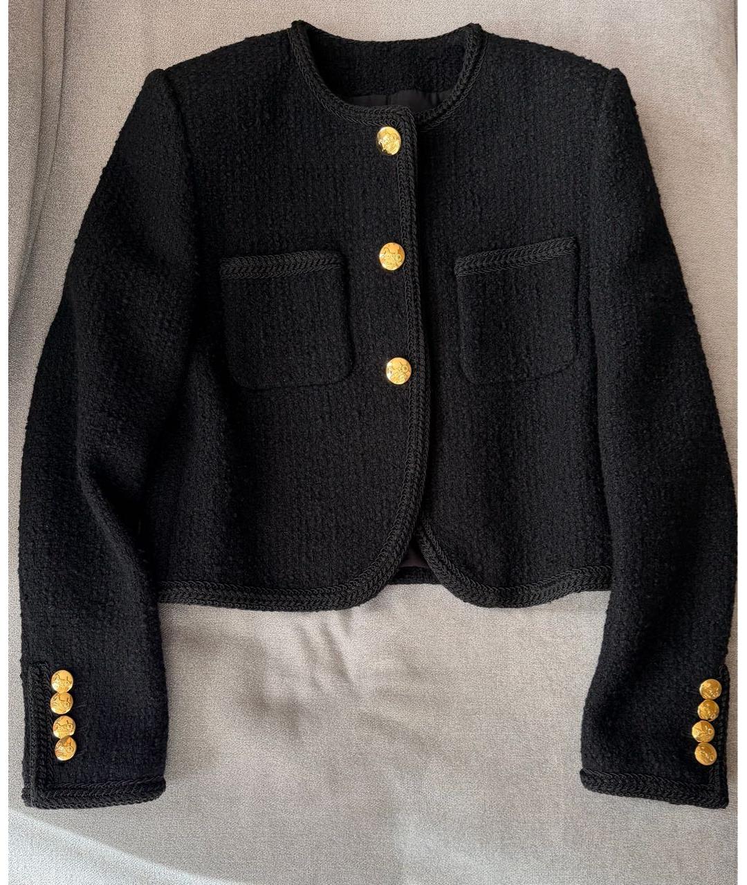 CELINE Черный твидовый жакет/пиджак, фото 3