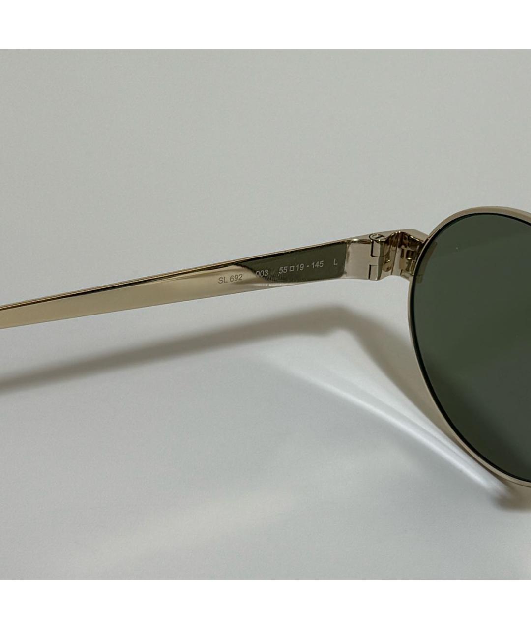 SAINT LAURENT Золотые металлические солнцезащитные очки, фото 4