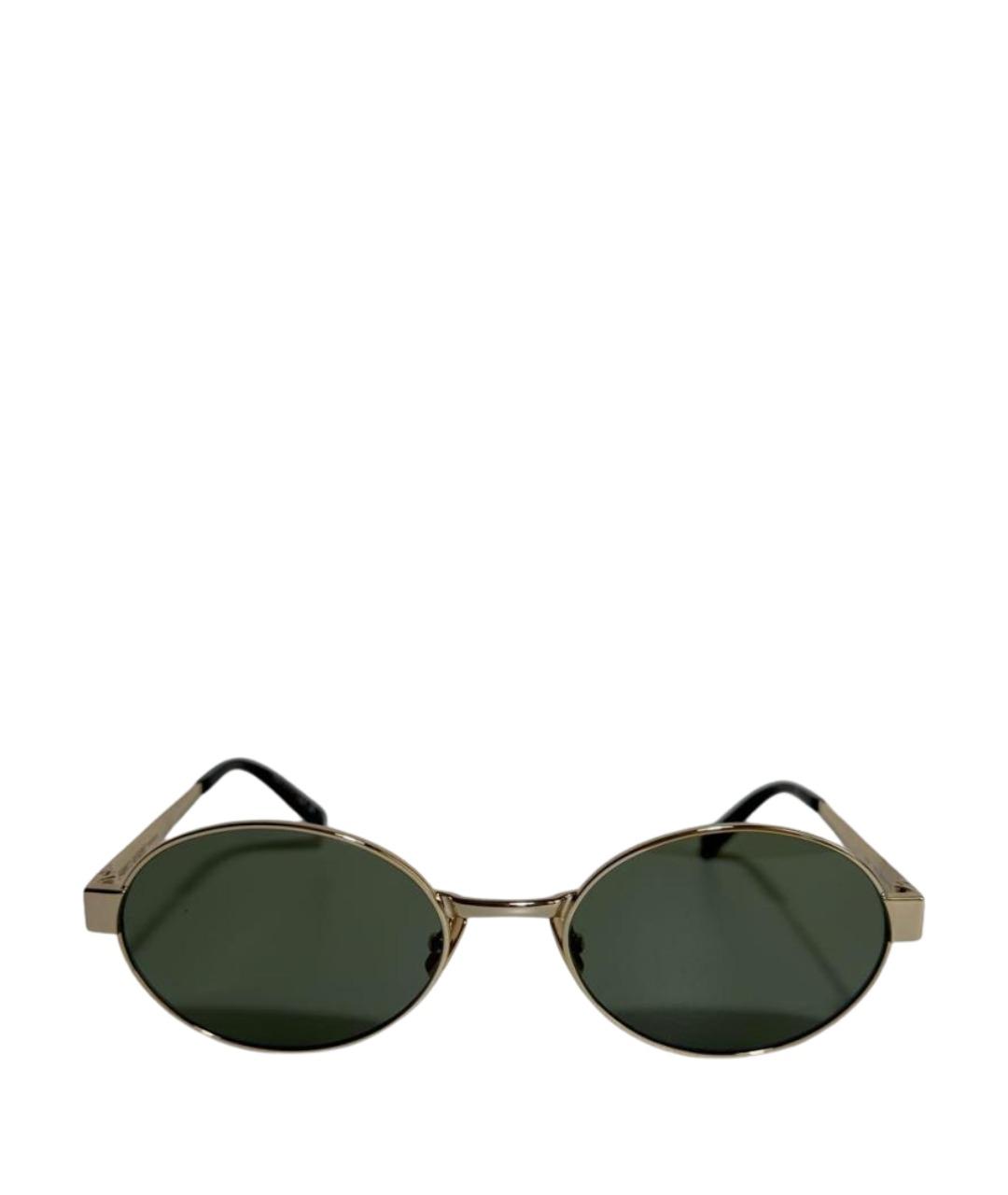 SAINT LAURENT Золотые металлические солнцезащитные очки, фото 1