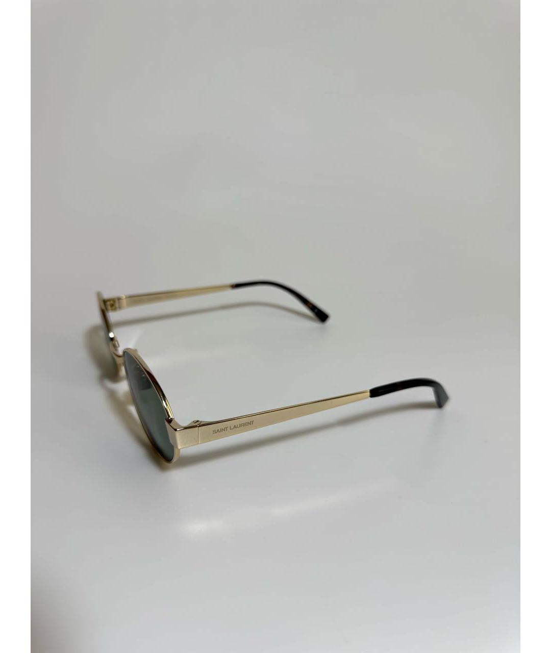 SAINT LAURENT Золотые металлические солнцезащитные очки, фото 3