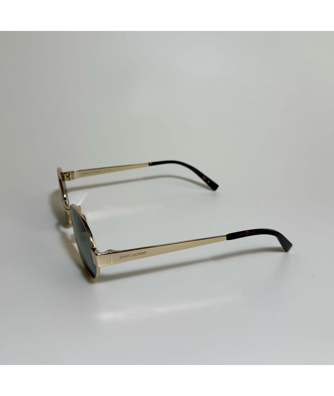 SAINT LAURENT Золотые металлические солнцезащитные очки, фото 2