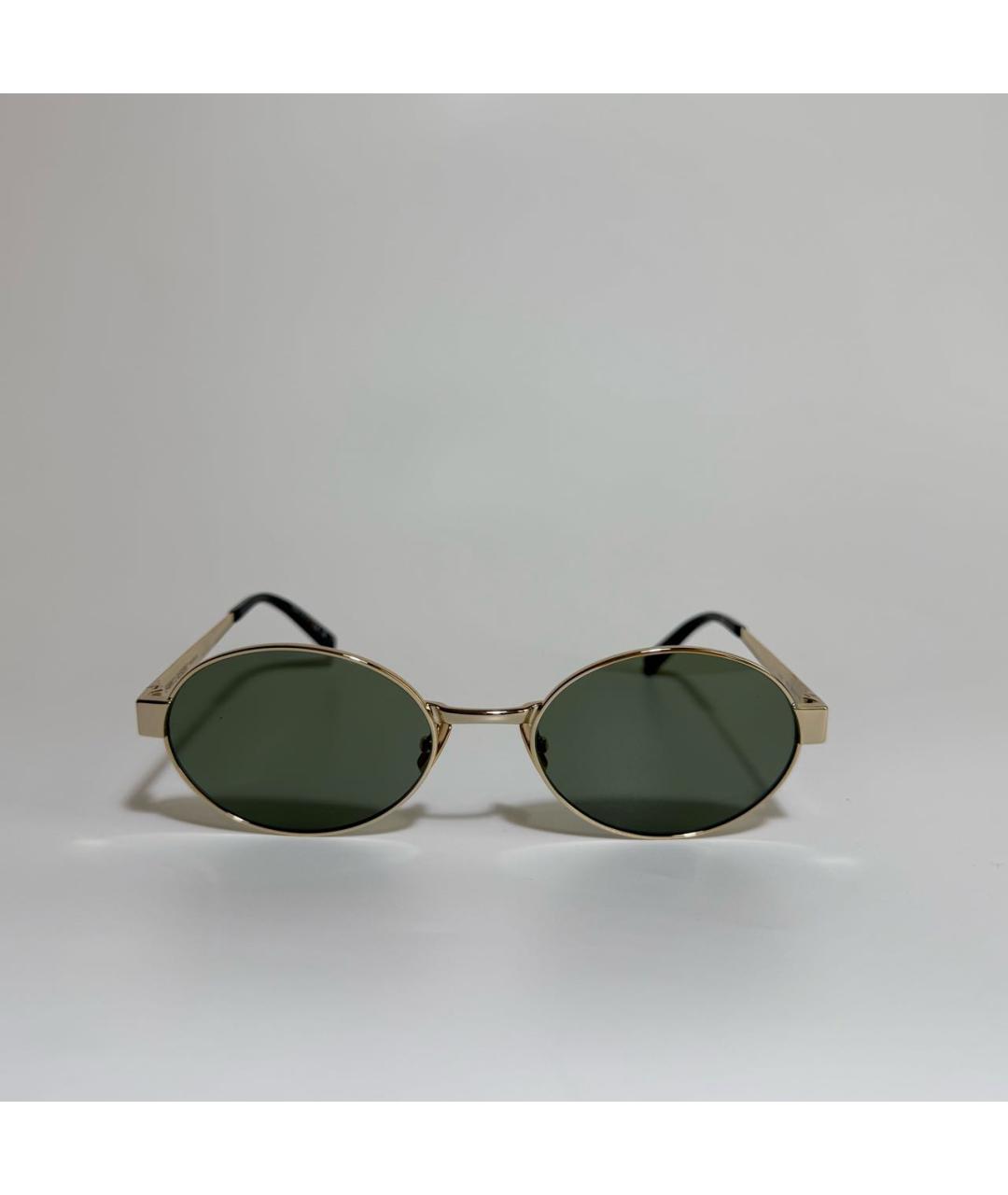 SAINT LAURENT Золотые металлические солнцезащитные очки, фото 6
