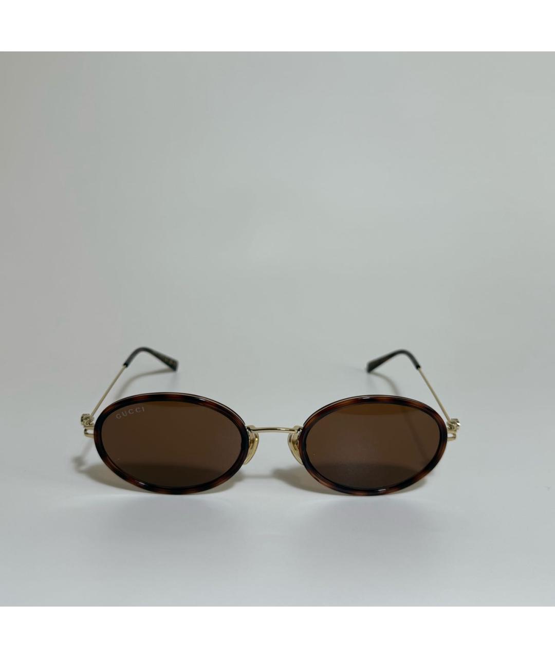 GUCCI Коричневые металлические солнцезащитные очки, фото 6