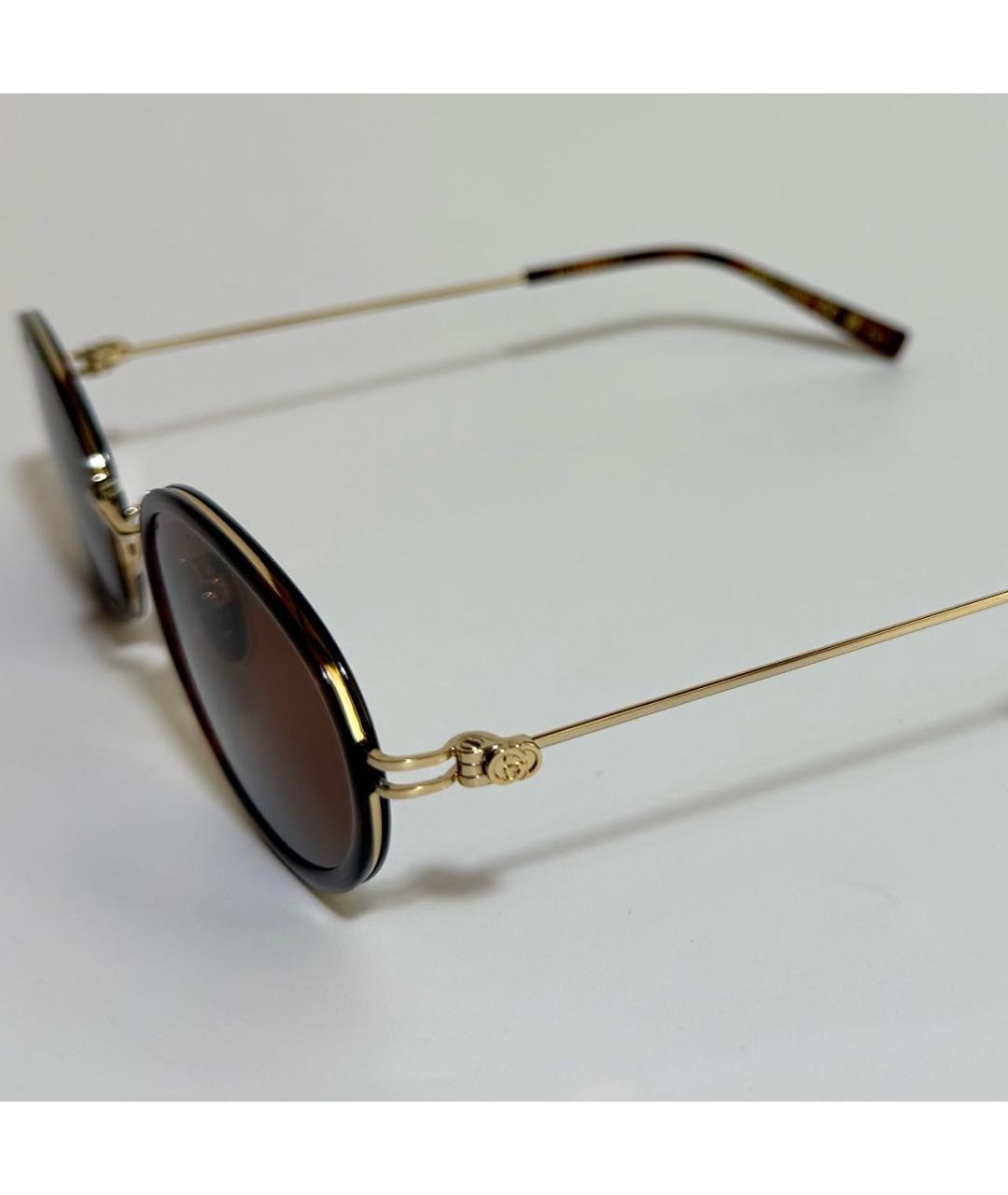 GUCCI Коричневые металлические солнцезащитные очки, фото 3