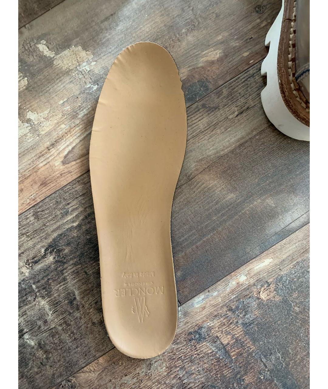 MONCLER Серебряные кожаные ботинки, фото 6