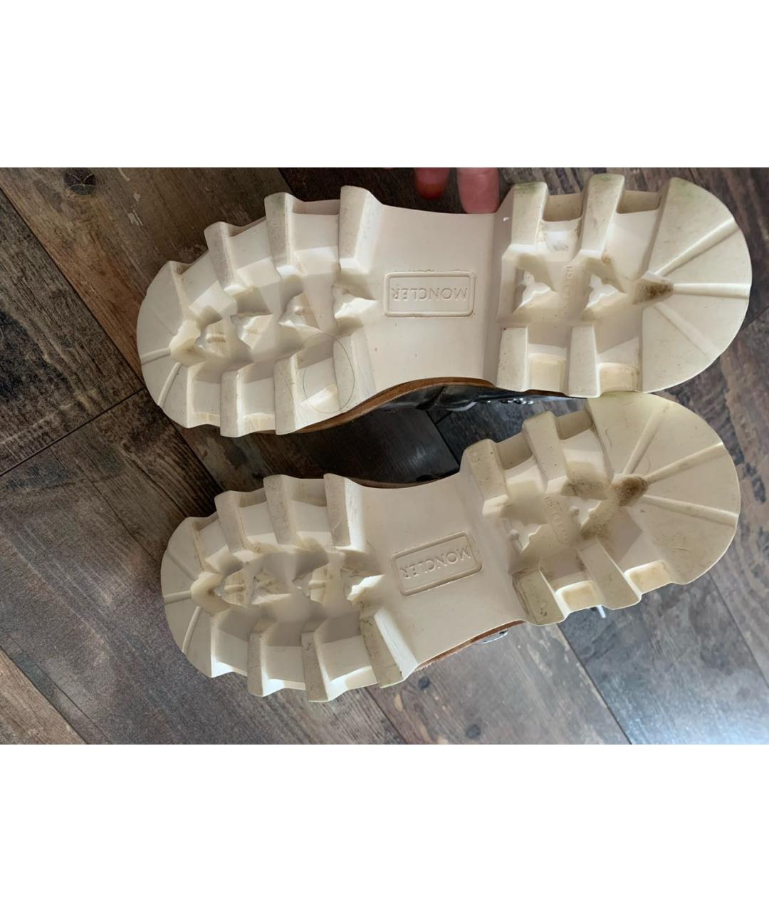 MONCLER Серебряные кожаные ботинки, фото 8