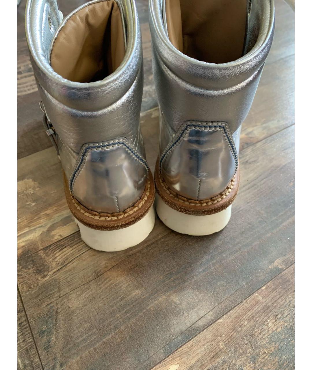 MONCLER Серебряные кожаные ботинки, фото 4