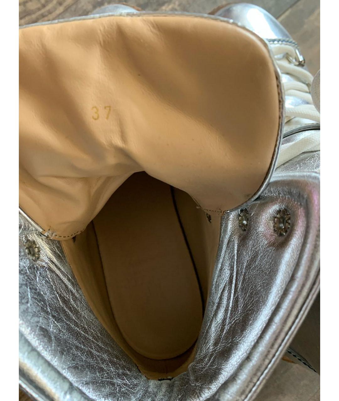 MONCLER Серебряные кожаные ботинки, фото 5