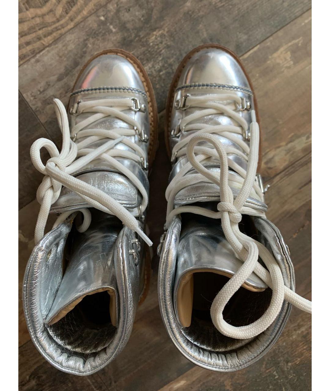 MONCLER Серебряные кожаные ботинки, фото 3