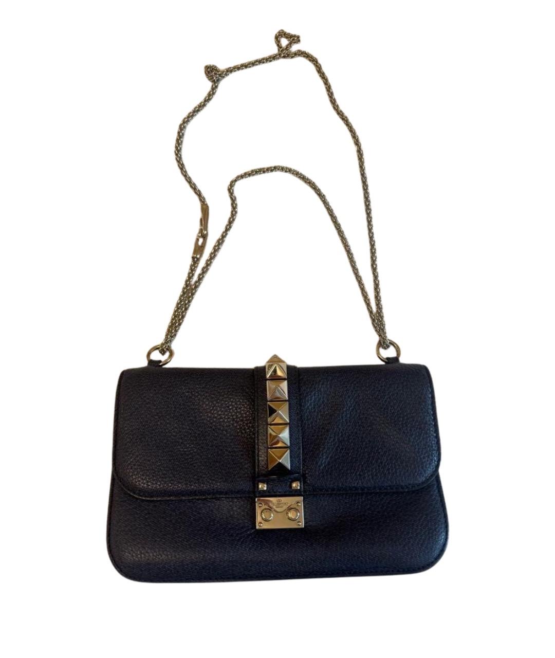 VALENTINO Темно-синяя кожаная сумка через плечо, фото 1
