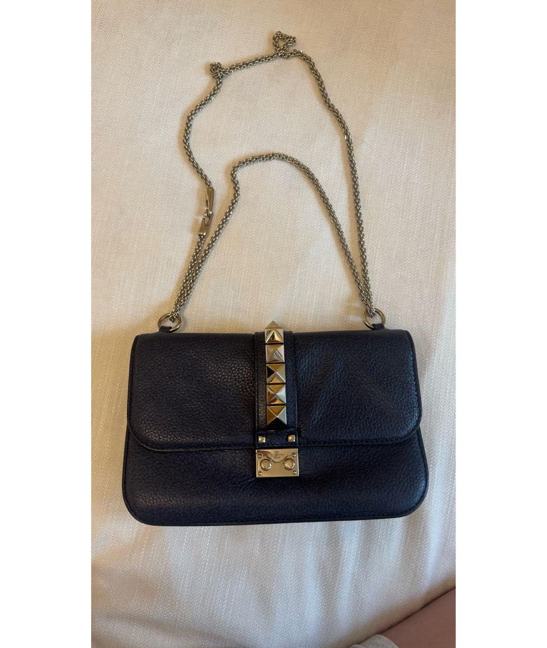 VALENTINO Темно-синяя кожаная сумка через плечо, фото 7