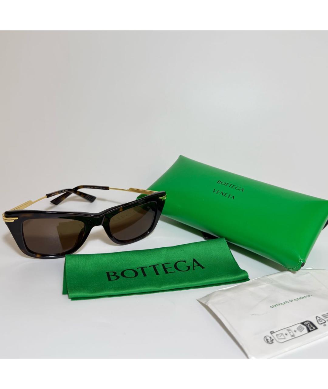 BOTTEGA VENETA Коричневые пластиковые солнцезащитные очки, фото 5