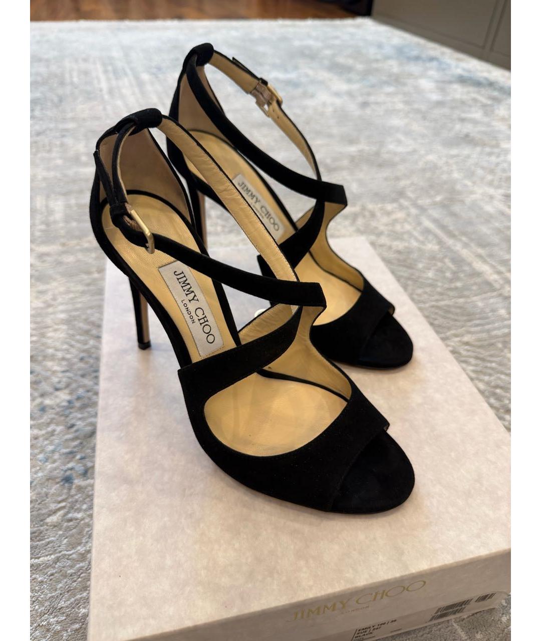 JIMMY CHOO Черные замшевые босоножки, фото 3