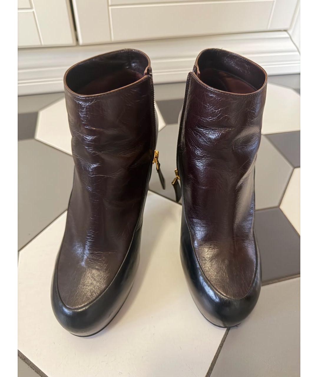 CHANEL Бордовые кожаные ботильоны, фото 3
