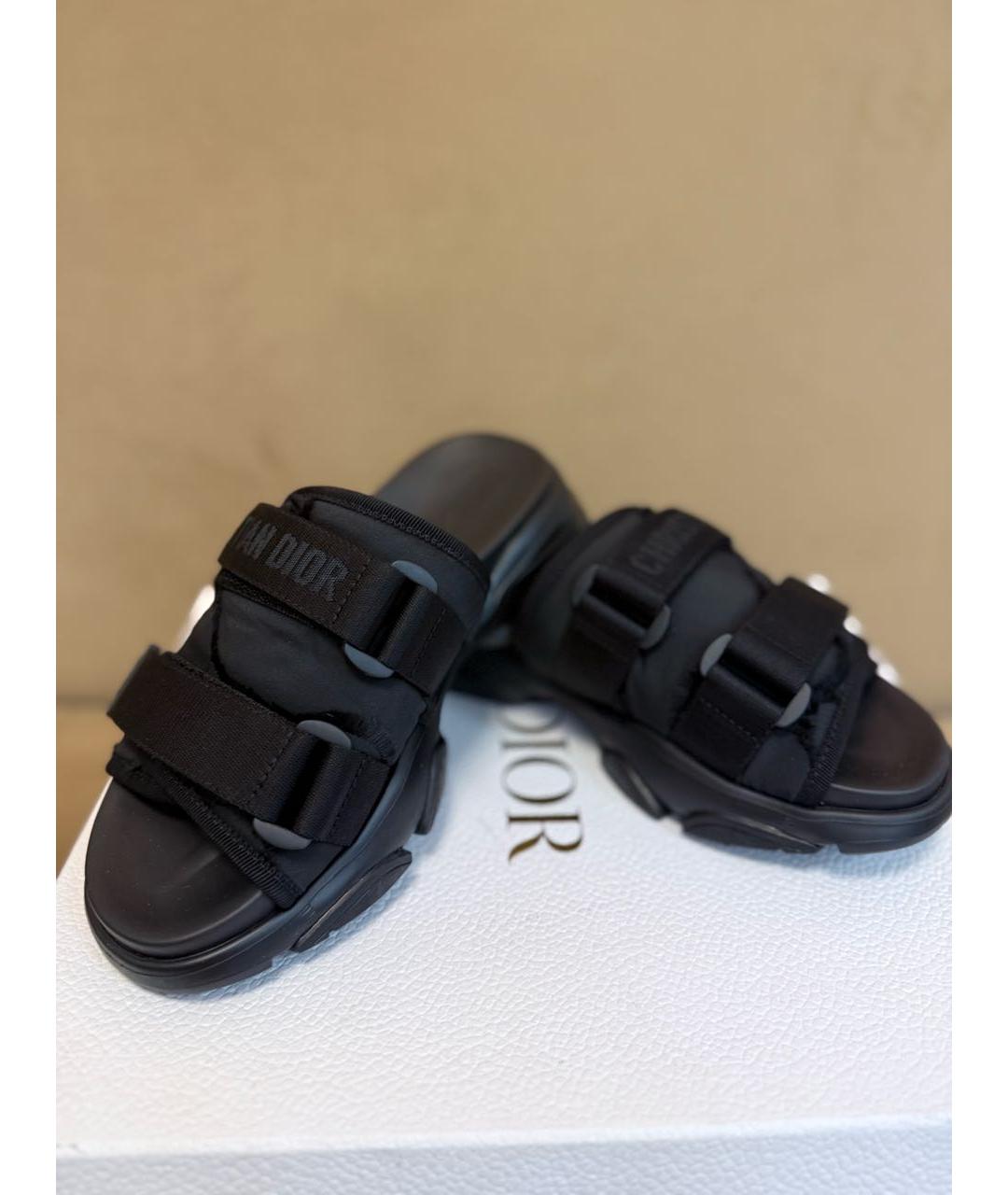 CHRISTIAN DIOR Черные неопреновые шлепанцы, фото 8