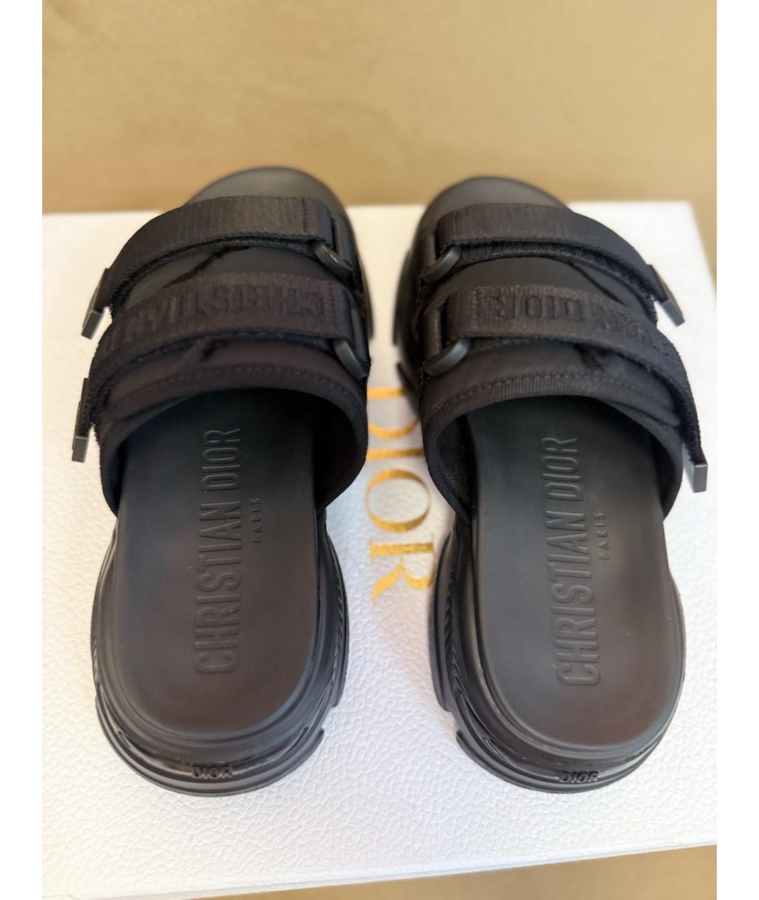 CHRISTIAN DIOR Черные неопреновые шлепанцы, фото 3