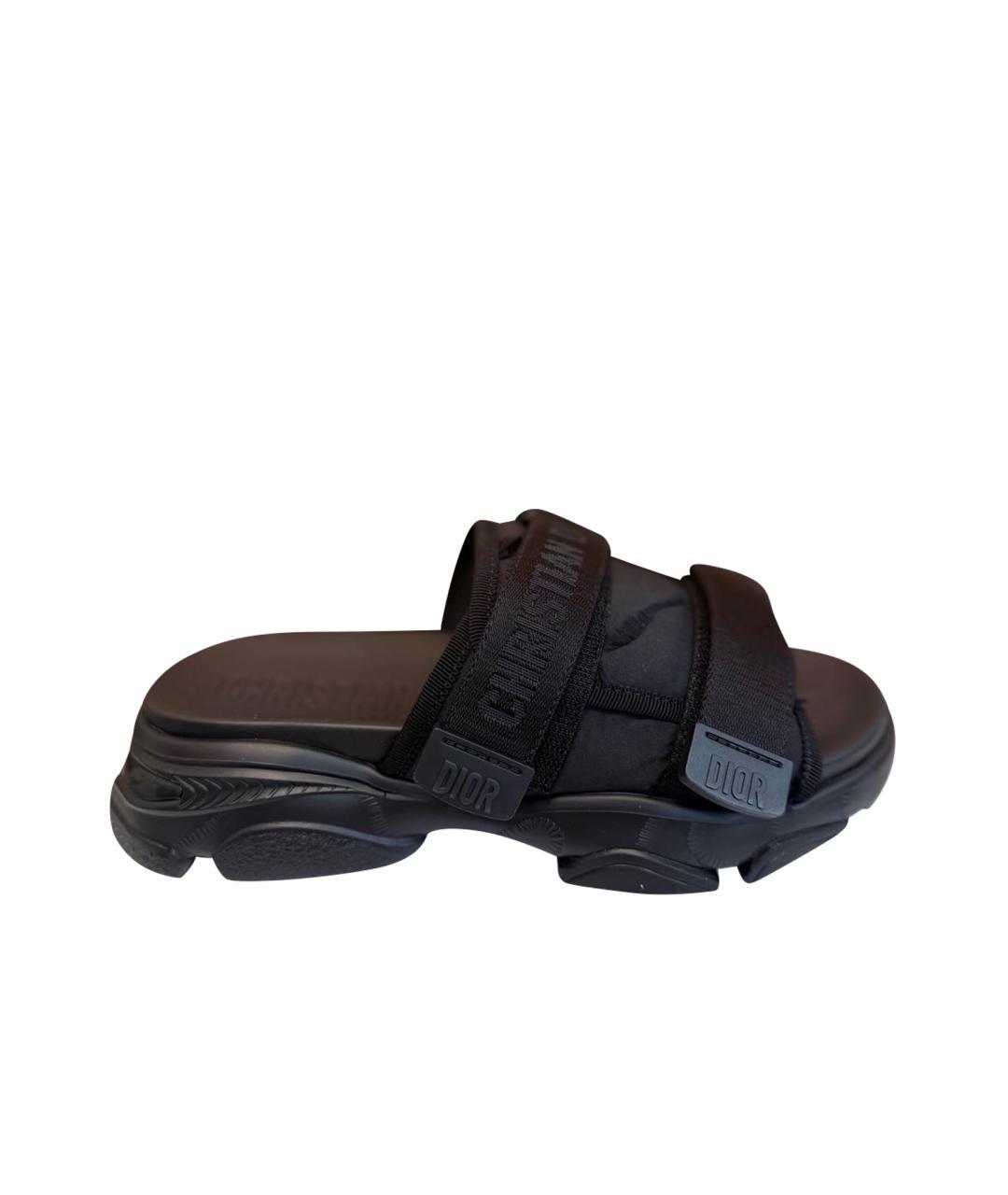 CHRISTIAN DIOR Черные неопреновые шлепанцы, фото 1