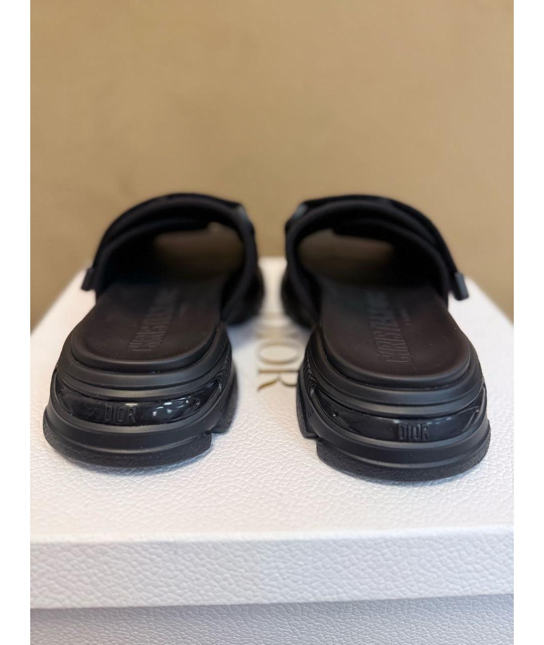 CHRISTIAN DIOR Черные неопреновые шлепанцы, фото 4