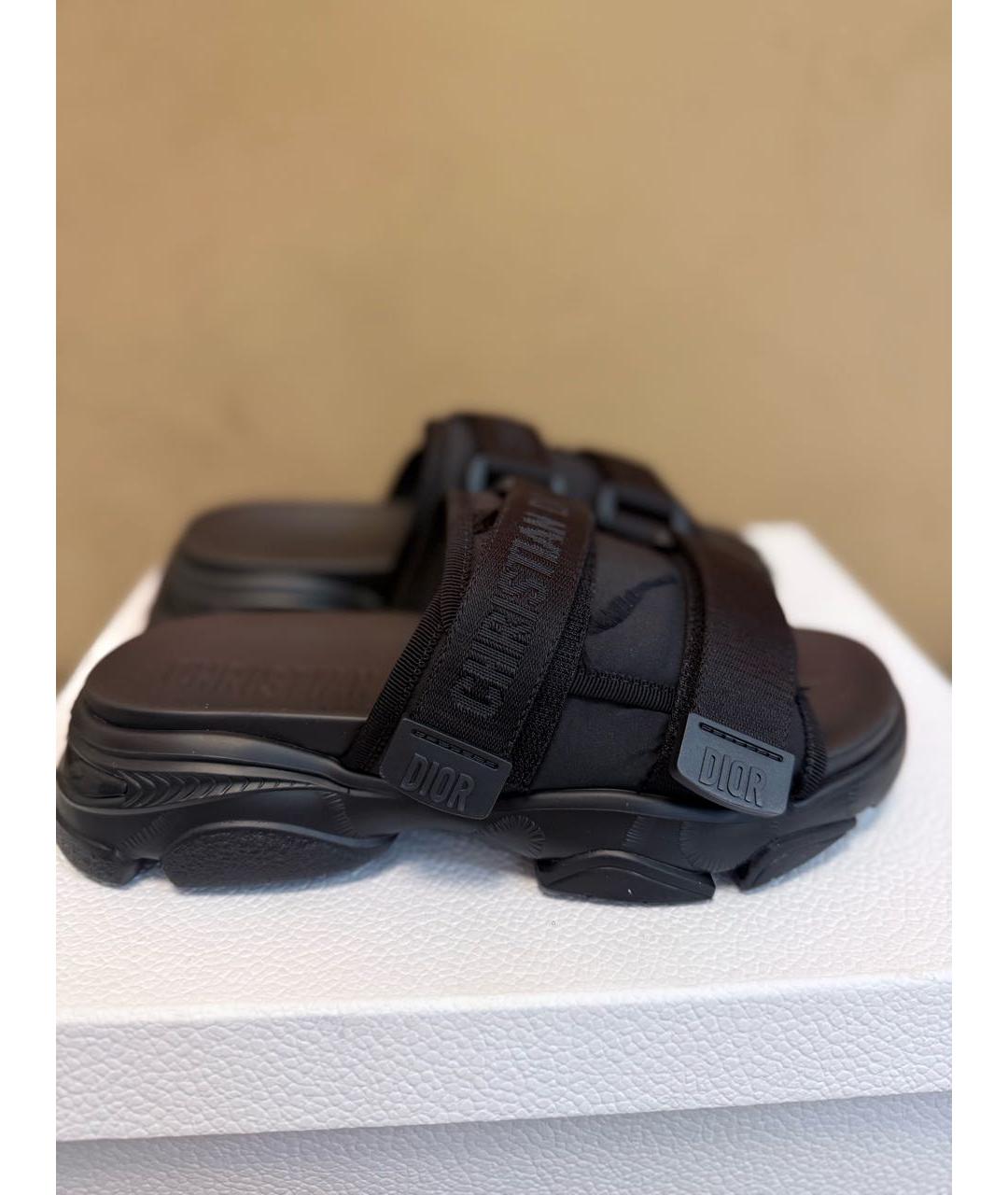 CHRISTIAN DIOR Черные неопреновые шлепанцы, фото 9