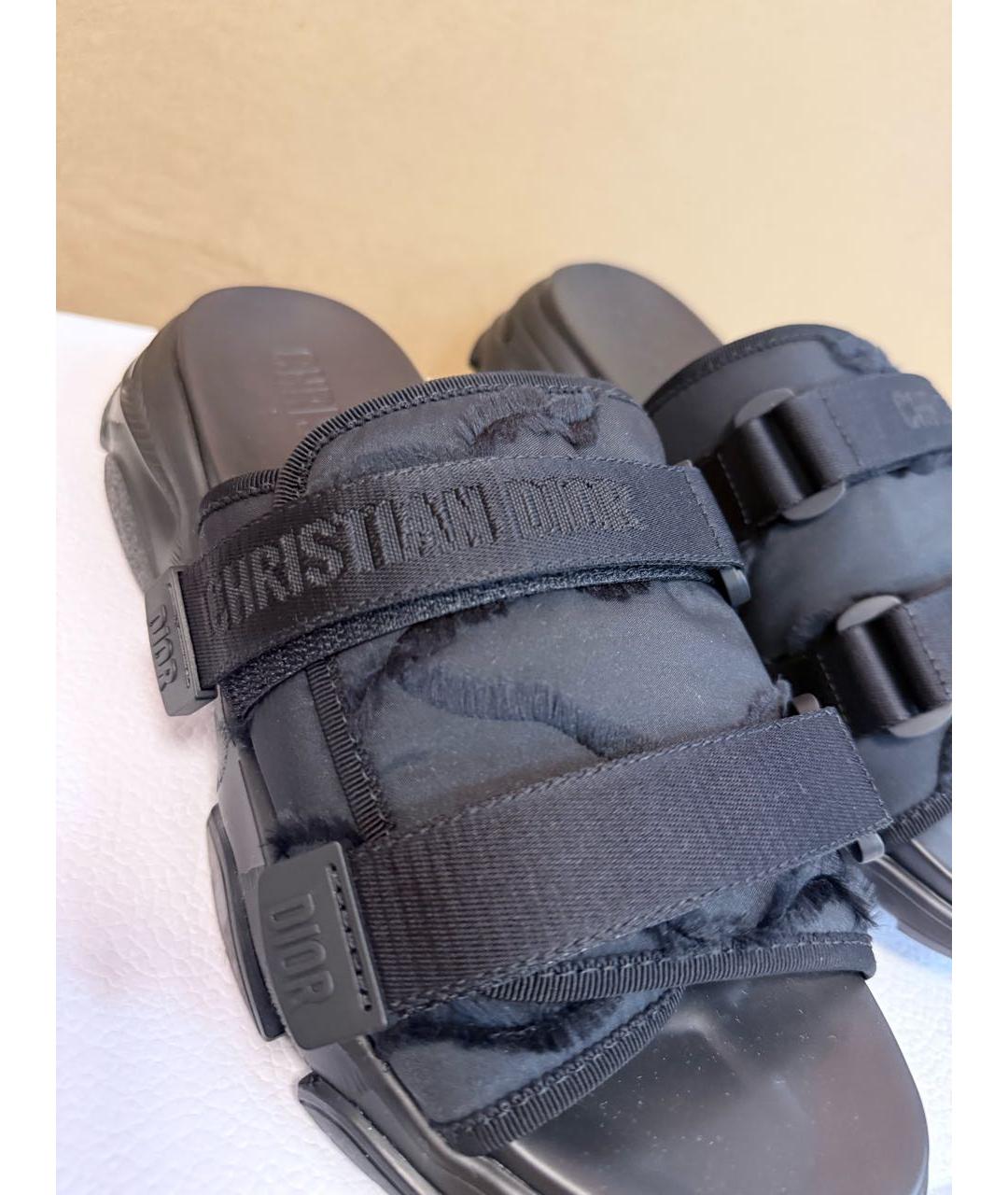 CHRISTIAN DIOR Черные неопреновые шлепанцы, фото 8