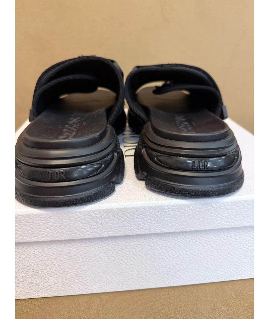 CHRISTIAN DIOR Черные неопреновые шлепанцы, фото 4