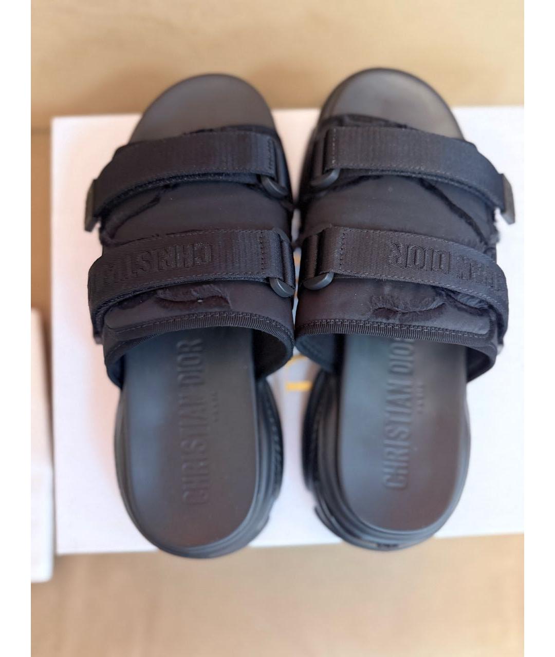 CHRISTIAN DIOR Черные неопреновые шлепанцы, фото 2