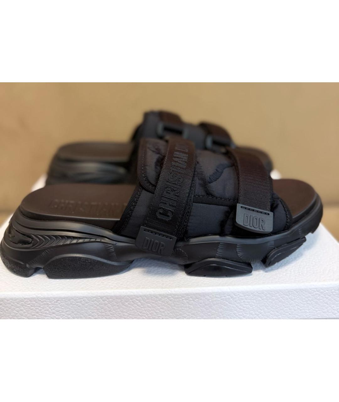 CHRISTIAN DIOR Черные неопреновые шлепанцы, фото 9