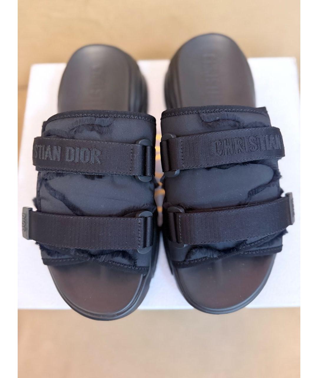 CHRISTIAN DIOR Черные неопреновые шлепанцы, фото 3