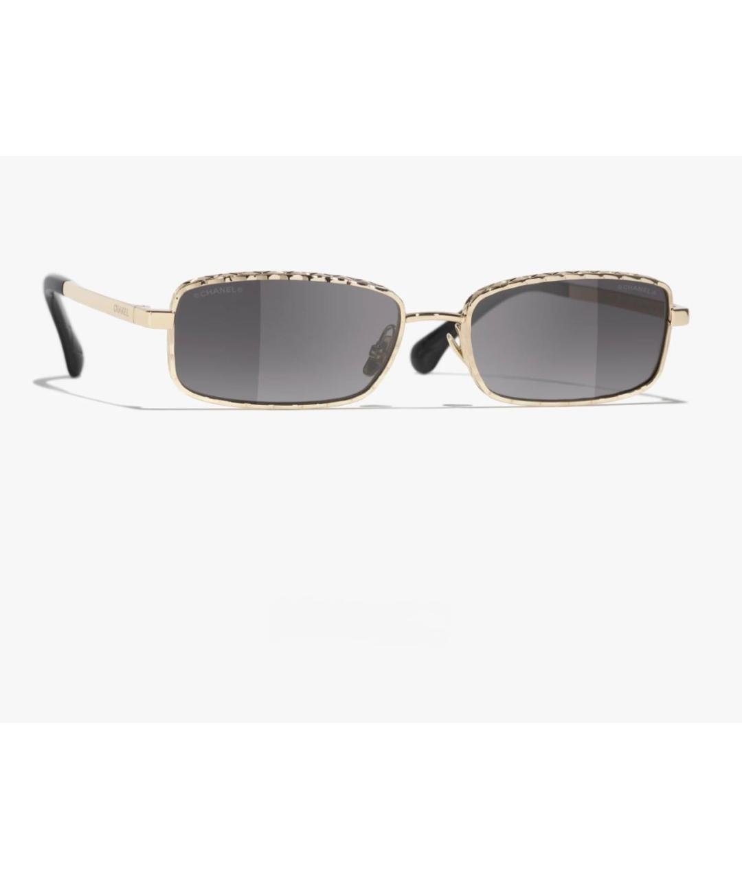 CHANEL Золотые металлические солнцезащитные очки, фото 4