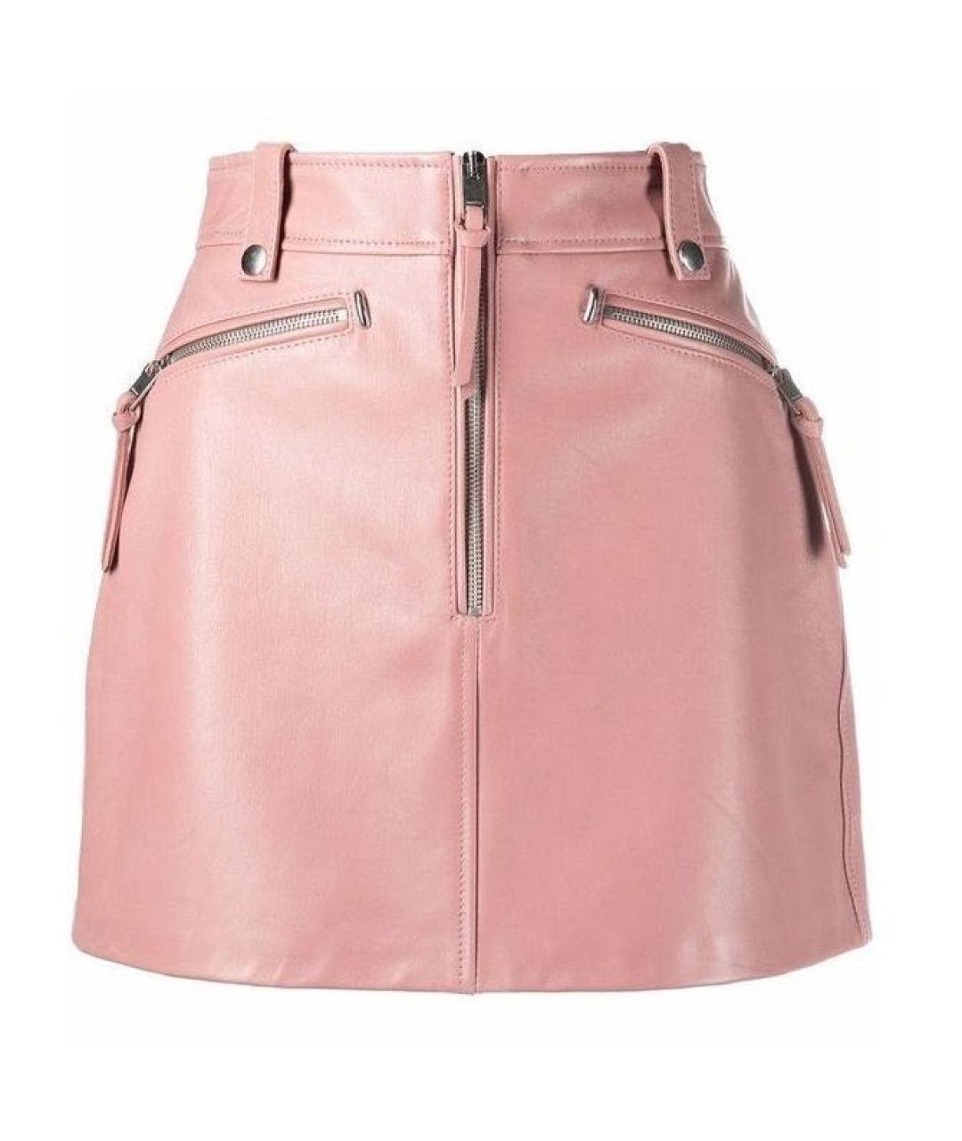 DIESEL Розовая кожаная юбка мини, фото 1