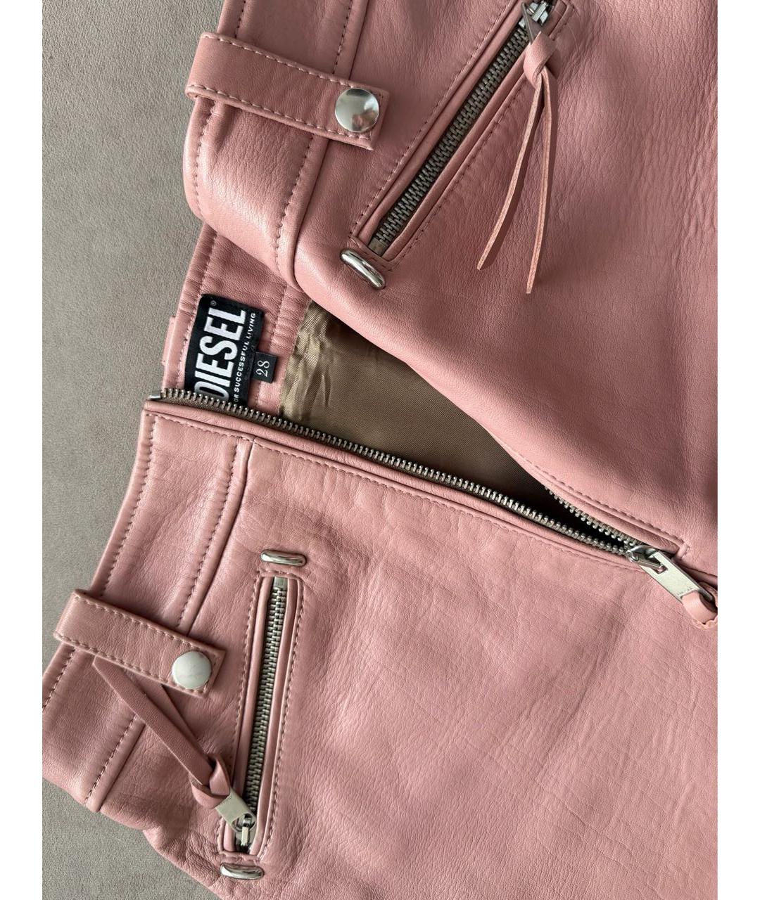 DIESEL Розовая кожаная юбка мини, фото 6