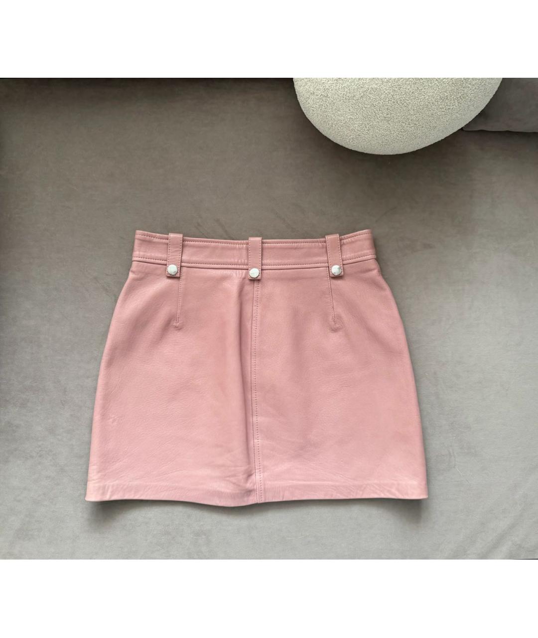 DIESEL Розовая кожаная юбка мини, фото 4
