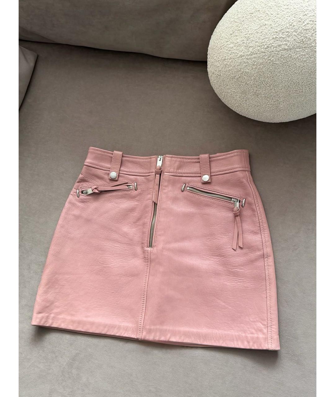 DIESEL Розовая кожаная юбка мини, фото 7