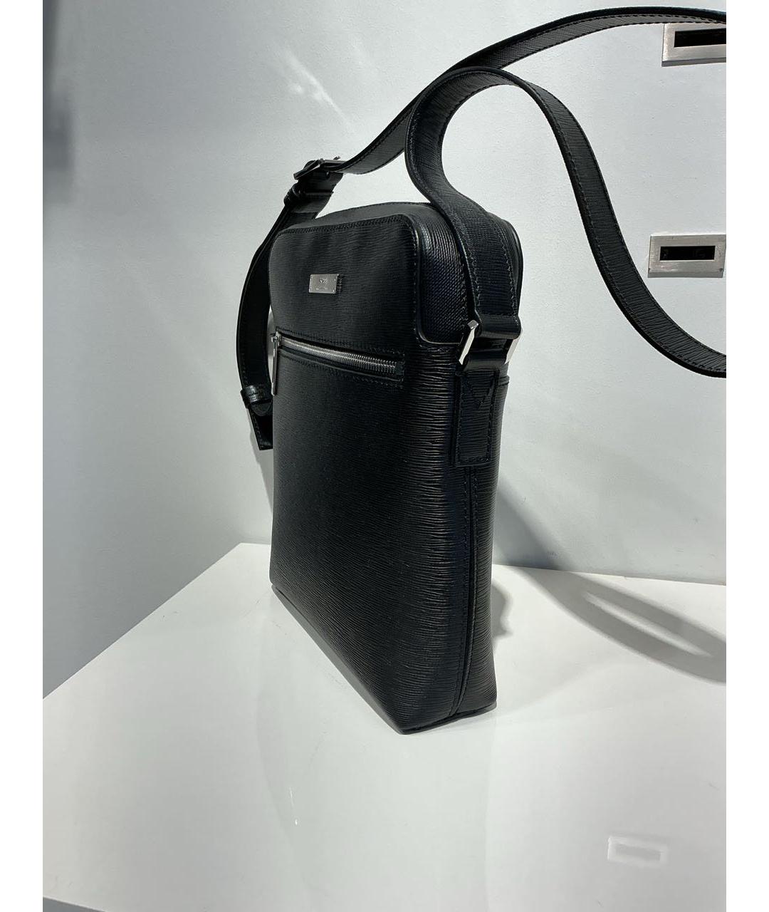 HUGO BOSS Черная кожаная сумка на плечо, фото 3