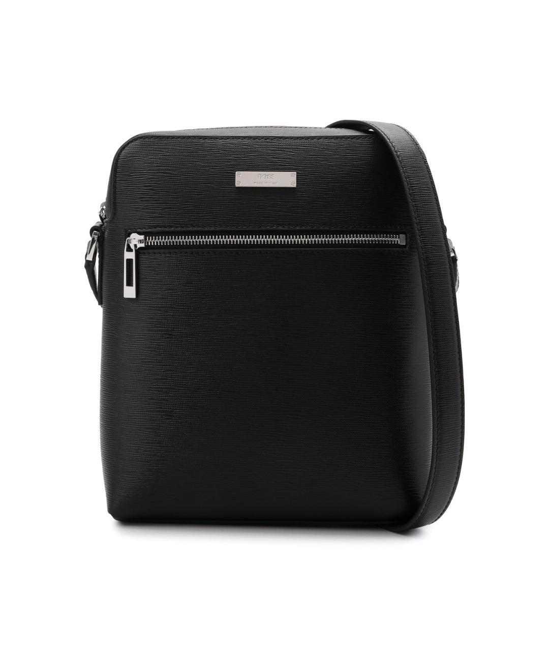 HUGO BOSS Черная кожаная сумка на плечо, фото 1