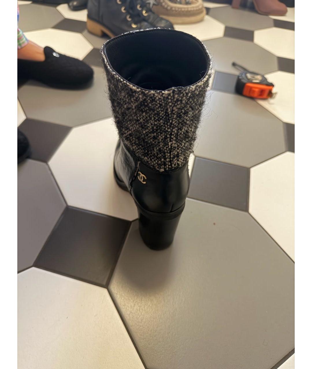 CHANEL Черные кожаные ботильоны, фото 4