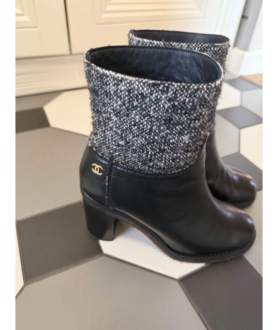 CHANEL Черные кожаные ботильоны, фото 9