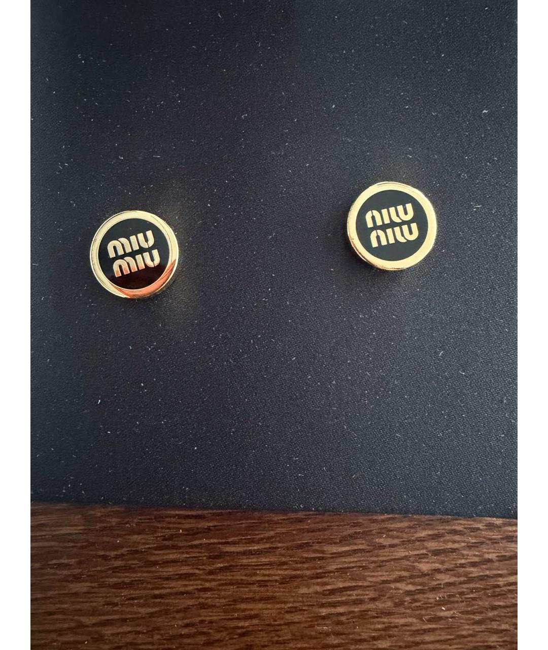 MIU MIU Черные металлические серьги, фото 5