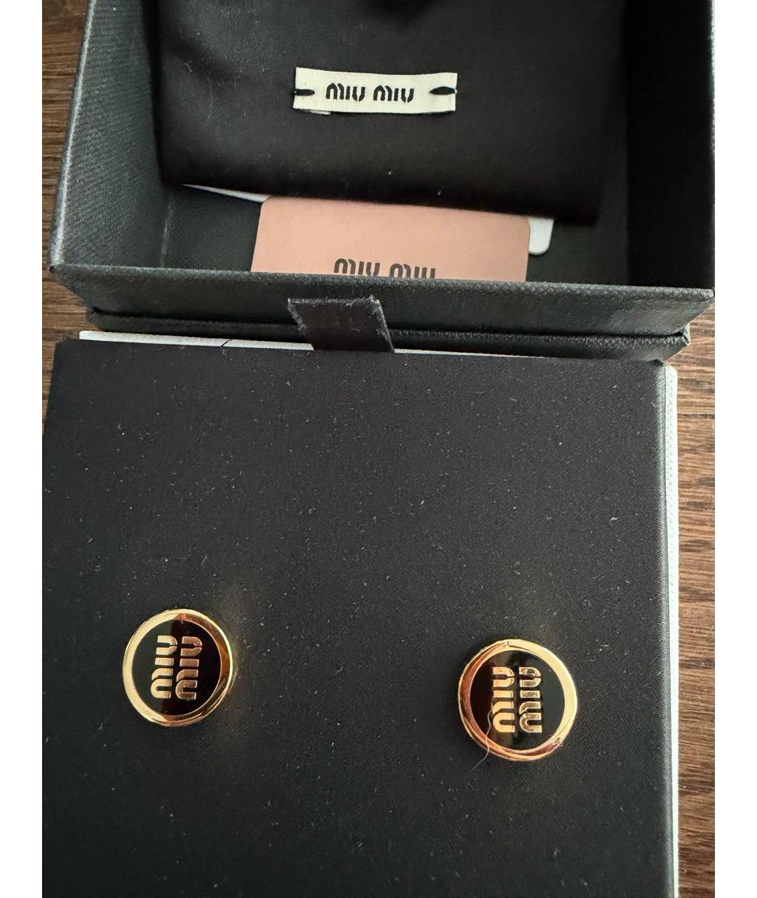 MIU MIU Черные металлические серьги, фото 3