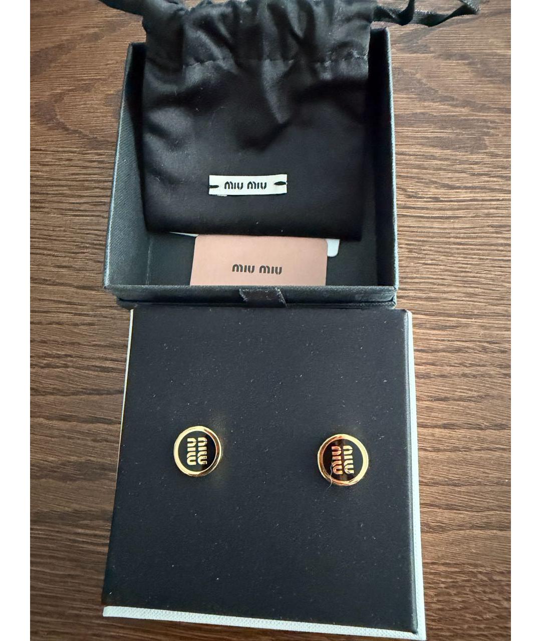 MIU MIU Черные металлические серьги, фото 2