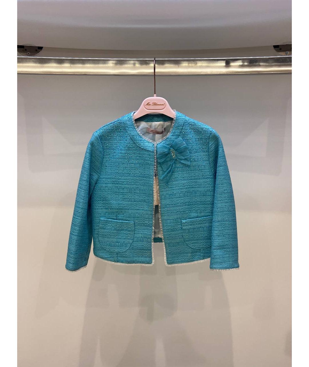 MISS BLUMARINE Бирюзовый полиэстеровый жакет / жилет, фото 4