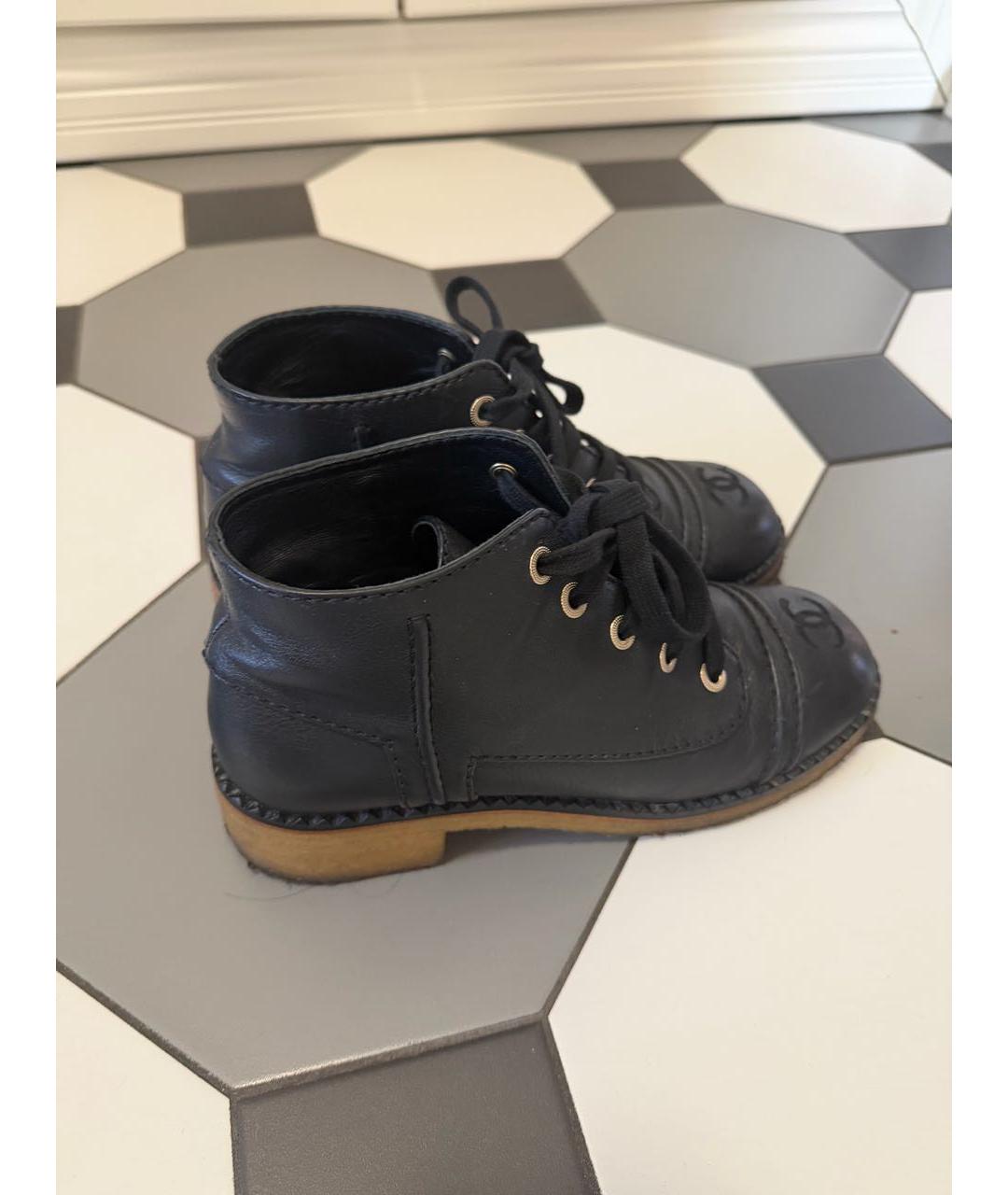 CHANEL Черные кожаные ботинки, фото 7