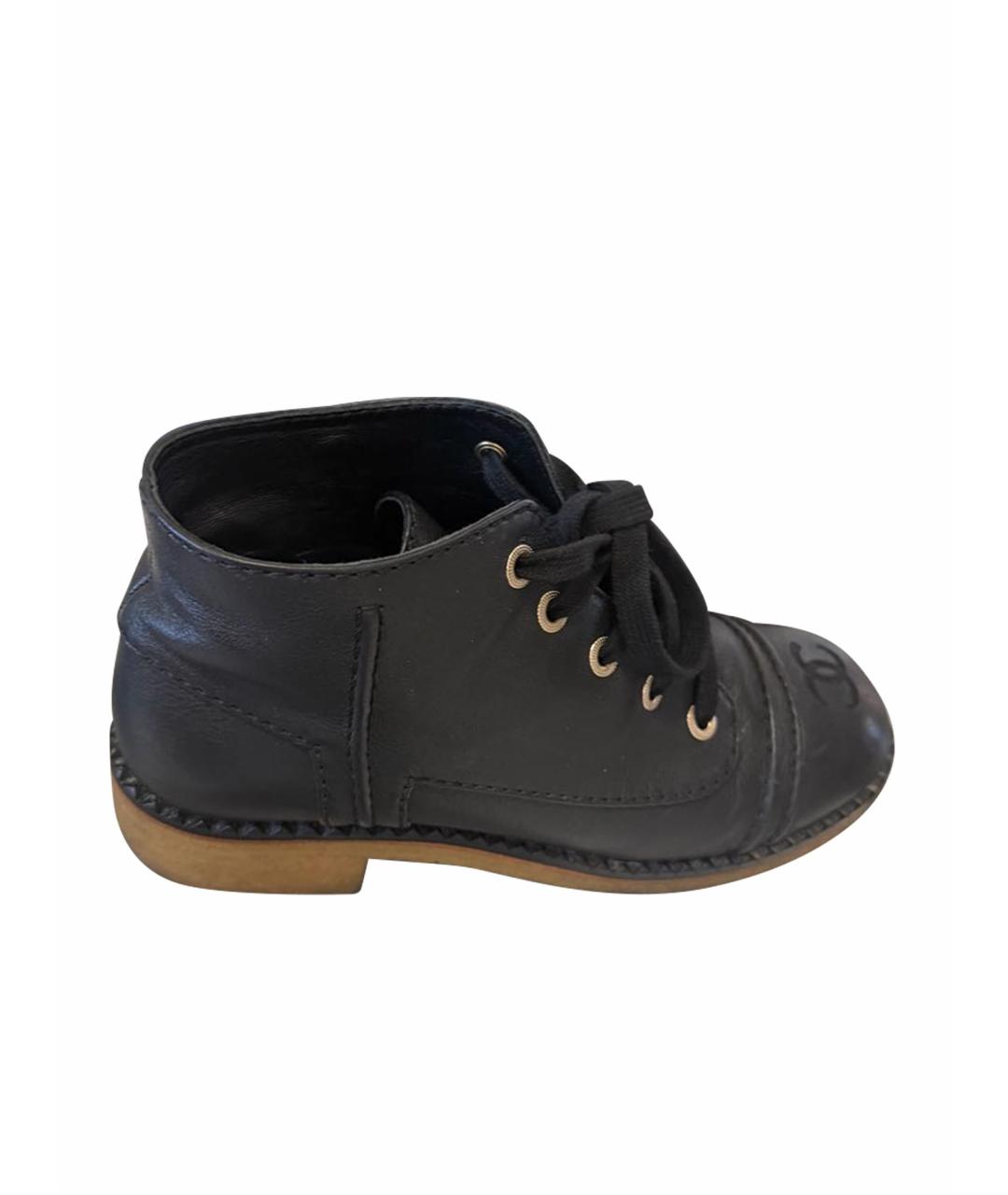 CHANEL Черные кожаные ботинки, фото 1