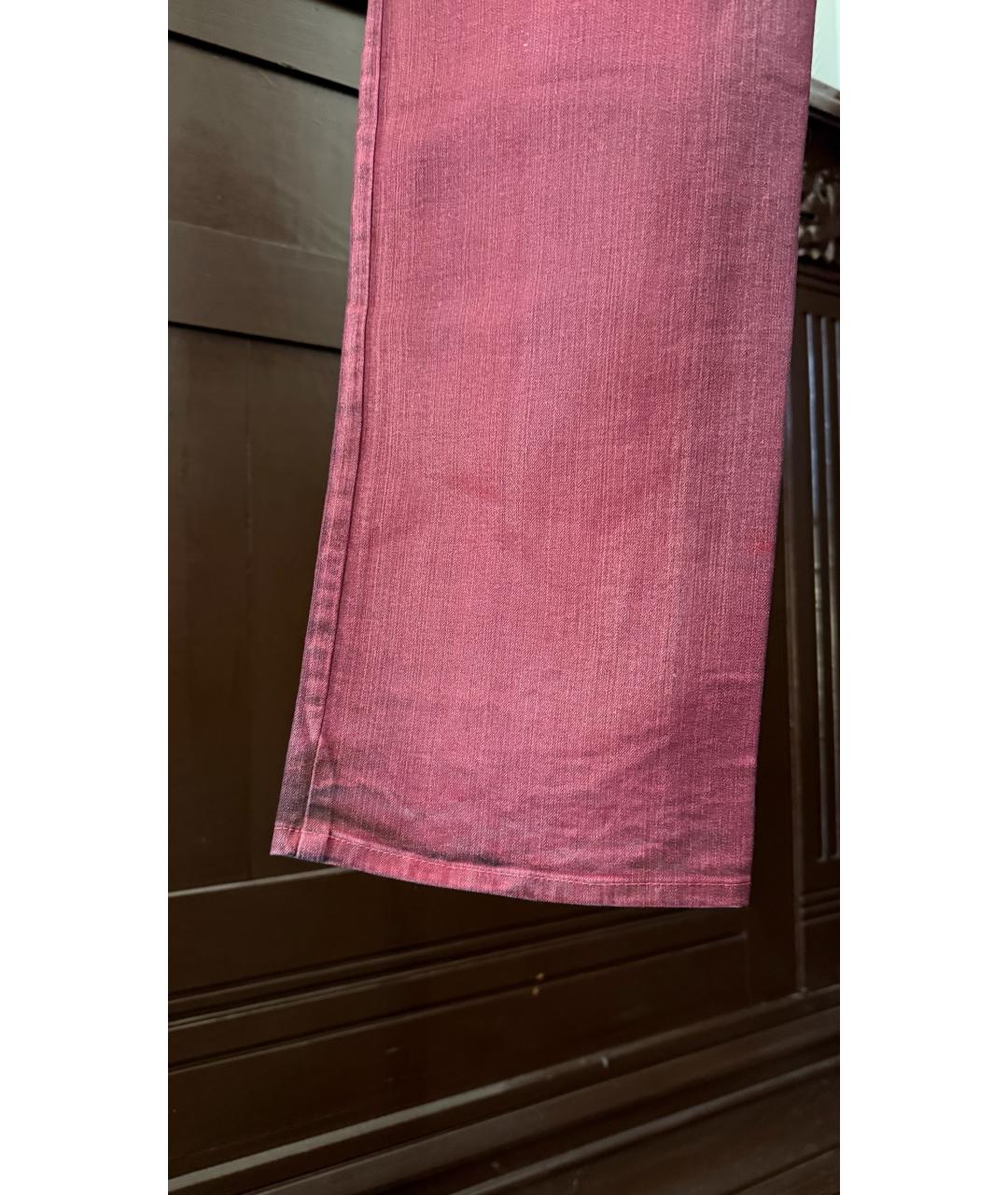 JUST CAVALLI Красные хлопковые прямые джинсы, фото 4