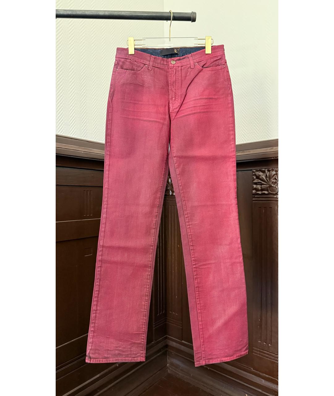 JUST CAVALLI Красные хлопковые прямые джинсы, фото 6